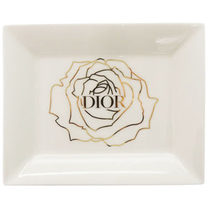 未使用 ディオール ローズ 陶器 ホワイト トレー プレート 皿 食器 白 1389【中古】Dior