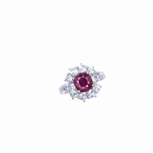 美品 ルビー2.11ct ダイヤ1.44ct Pt900 リング 13.5号 指輪 ペアシェイプカット 10.1g ジュエリー 1398【中古】 ソーティング付