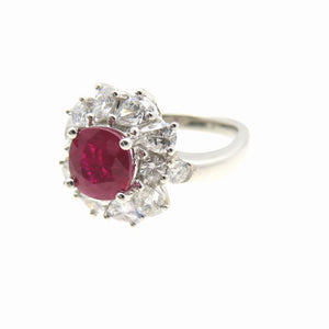 美品 ルビー2.11ct ダイヤ1.44ct Pt900 リング 13.5号 指輪 ペアシェイプカット 10.1g ジュエリー 1398【中古】 ソーティング付