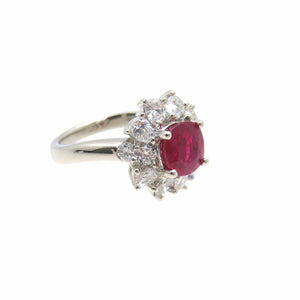 美品 ルビー2.11ct ダイヤ1.44ct Pt900 リング 13.5号 指輪 ペアシェイプカット 10.1g ジュエリー 1398【中古】 ソーティング付