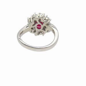 美品 ルビー2.11ct ダイヤ1.44ct Pt900 リング 13.5号 指輪 ペアシェイプカット 10.1g ジュエリー 1398【中古】 ソーティング付