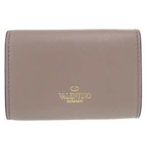 未使用品 ヴァレンティノ ガラヴァーニ ロックスタッズ コンパクトウォレット 2W2P0Q4780L レザー ベージュ グレージュ 三つ折り財布 1416【中古】Valentino Garavani