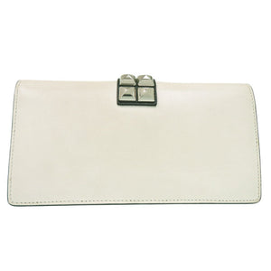 プラダ スタッズ チェーンウォレット クロスボディ 長財布 レザー ホワイト 1430【中古】PRADA