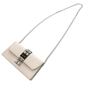 プラダ スタッズ チェーンウォレット クロスボディ 長財布 レザー ホワイト 1430【中古】PRADA