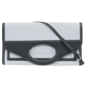 美品 バーバリー 2WAY キャンバス/レザー ブルー/ブラック ショルダーバッグ 青 黒 1431【中古】BURBERRY