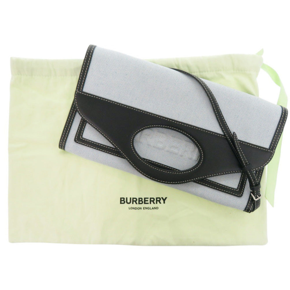 美品 バーバリー 2WAY キャンバス/レザー ブルー/ブラック ショルダーバッグ 青 黒 1431【中古】BURBERRY
