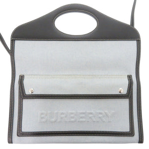 美品 バーバリー 2WAY キャンバス/レザー ブルー/ブラック ショルダーバッグ 青 黒 1431【中古】BURBERRY