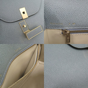 美品 ヴァレクストラ ミディアム イジィデ レザー パウダーブルー ハンドバッグ 青 1435【中古】Valextra