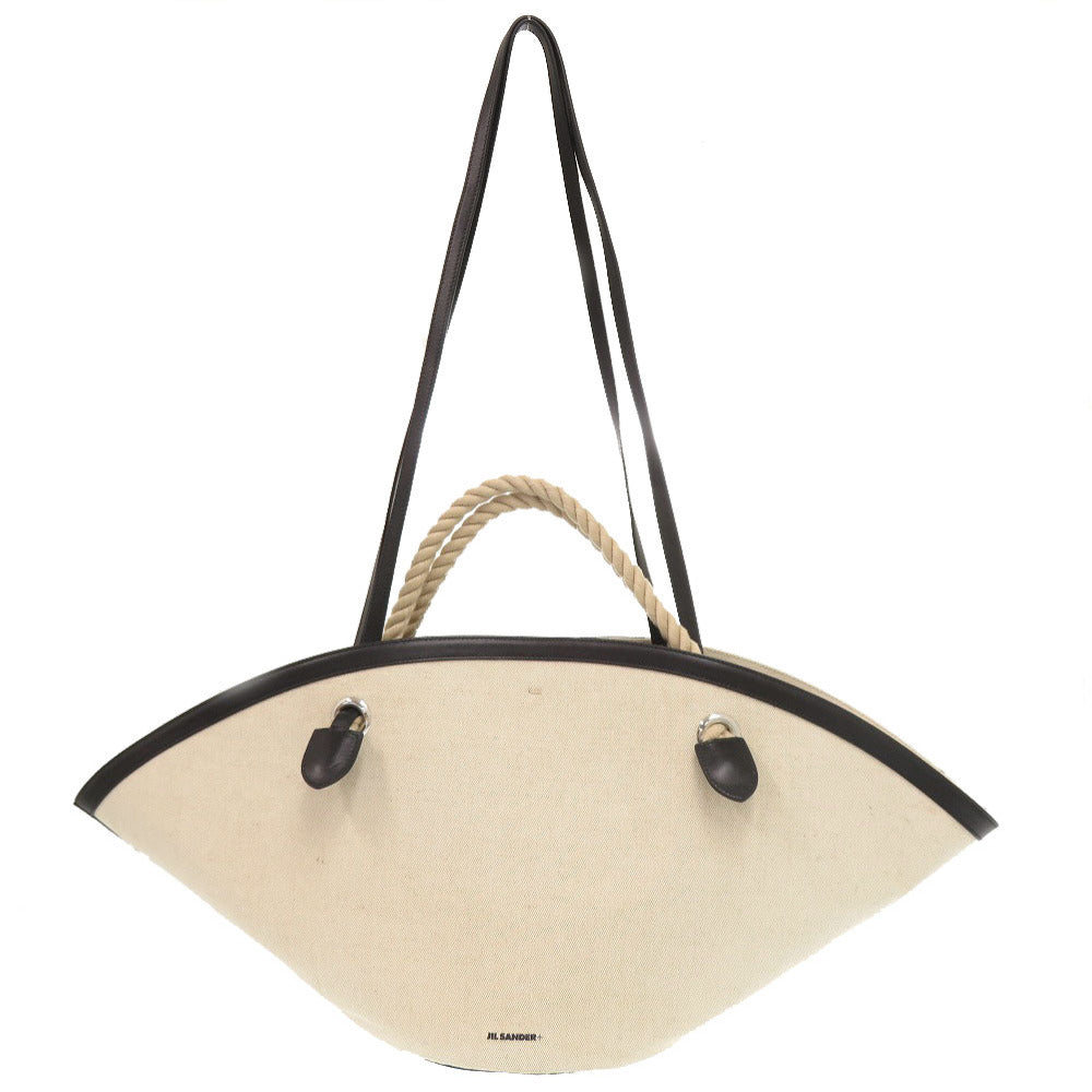 美品 ジルサンダープラス ソンブレロ キャンバス レザー ベージュ 2WAY ショルダーバッグ 1437【中古】JIL SANDER＋