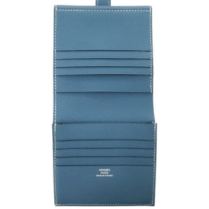 美品 エルメス Wホック財布 ベアン レクトベルソ ヴォーエプソン ブルージーン □L刻印 二つ折り財布 1509【中古】HERMES