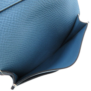 美品 エルメス Wホック財布 ベアン レクトベルソ ヴォーエプソン ブルージーン □L刻印 二つ折り財布 1509【中古】HERMES