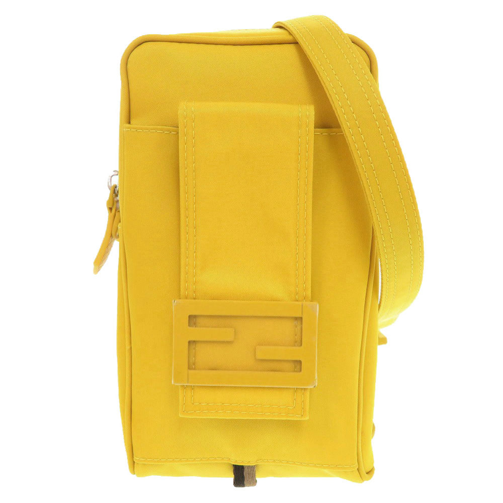 美品 フェンディ バゲット フォンポーチ 7AS056 ナイロン イエロー ショルダーバッグ 黄 1514【中古】FENDI