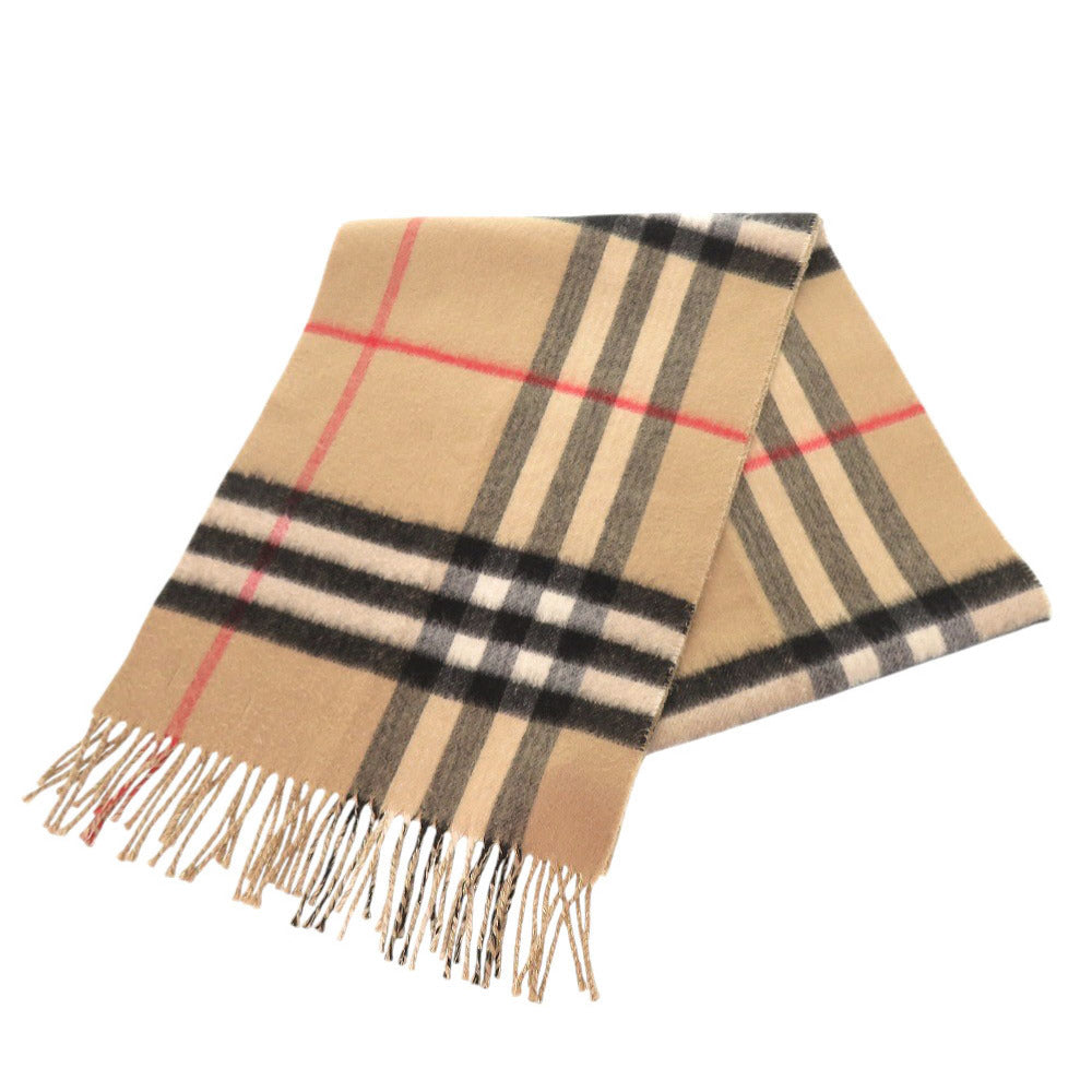 新品同様 バーバリー チェック柄 カシミヤ ベージュ マフラー 1555【中古】BURBERRY