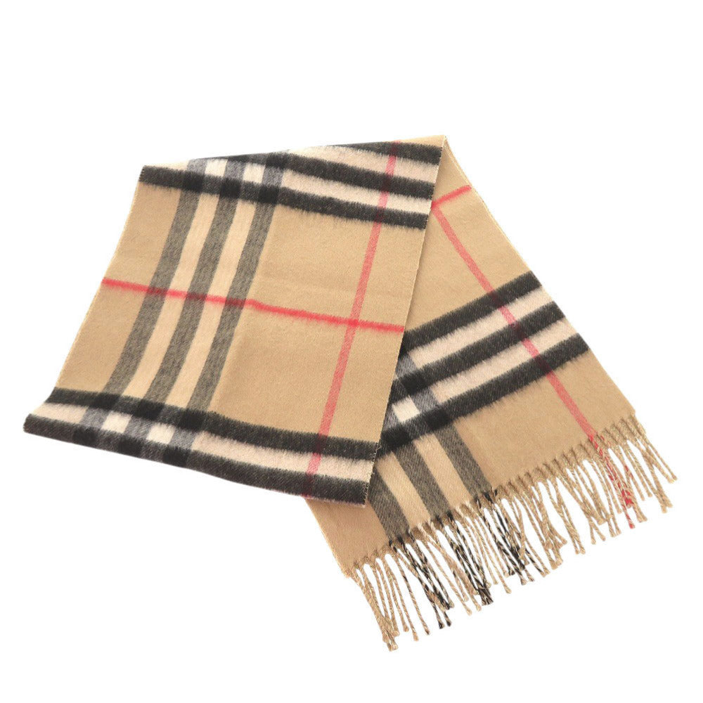 新品同様 バーバリー チェック柄 カシミヤ ベージュ マフラー 1555【中古】BURBERRY