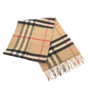 新品同様 バーバリー チェック柄 カシミヤ ベージュ マフラー 1555【中古】BURBERRY