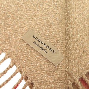 新品同様 バーバリー チェック柄 カシミヤ ベージュ マフラー 1555【中古】BURBERRY