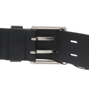 新品同様 ボッテガヴェネタ シントゥラ フレンチ 85cm 34インチ CINTURA FRENCH 649377 VMAU3 シルバー金具 レザー ブラック ベルト 1565【中古】BOTTEGAVENETA メンズ