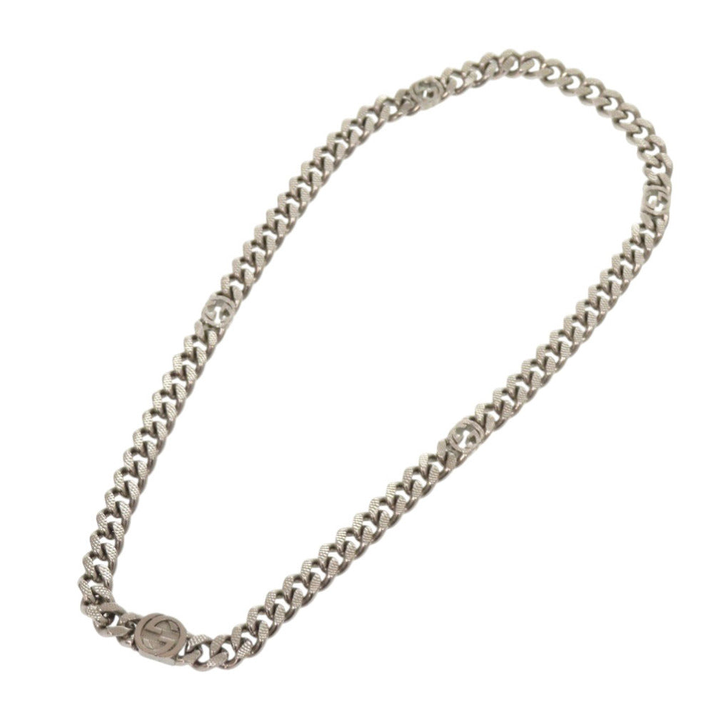 美品 グッチ インターロッキングG メタル シルバー ネックレス 1568【中古】GUCCI
