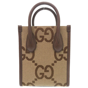 未使用品 グッチ ジャンボGG キャンバス レザー 699406 ベージュ ブラウン ミニ トート 2WAY ハンドバッグ ショルダーバッグ 1576【中古】GUCCI