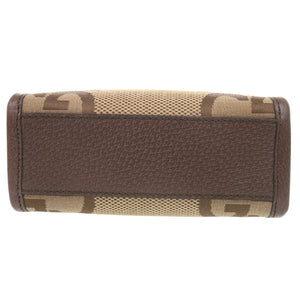 未使用品 グッチ ジャンボGG キャンバス レザー 699406 ベージュ ブラウン ミニ トート 2WAY ハンドバッグ ショルダーバッグ 1576【中古】GUCCI