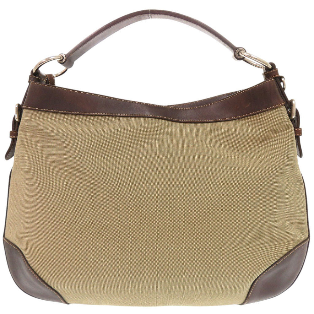 プラダ ロゴジャガード キャンバス レザー ベージュ ブラウン ワンショルダー ショルダーバッグ 1586【中古】PRADA