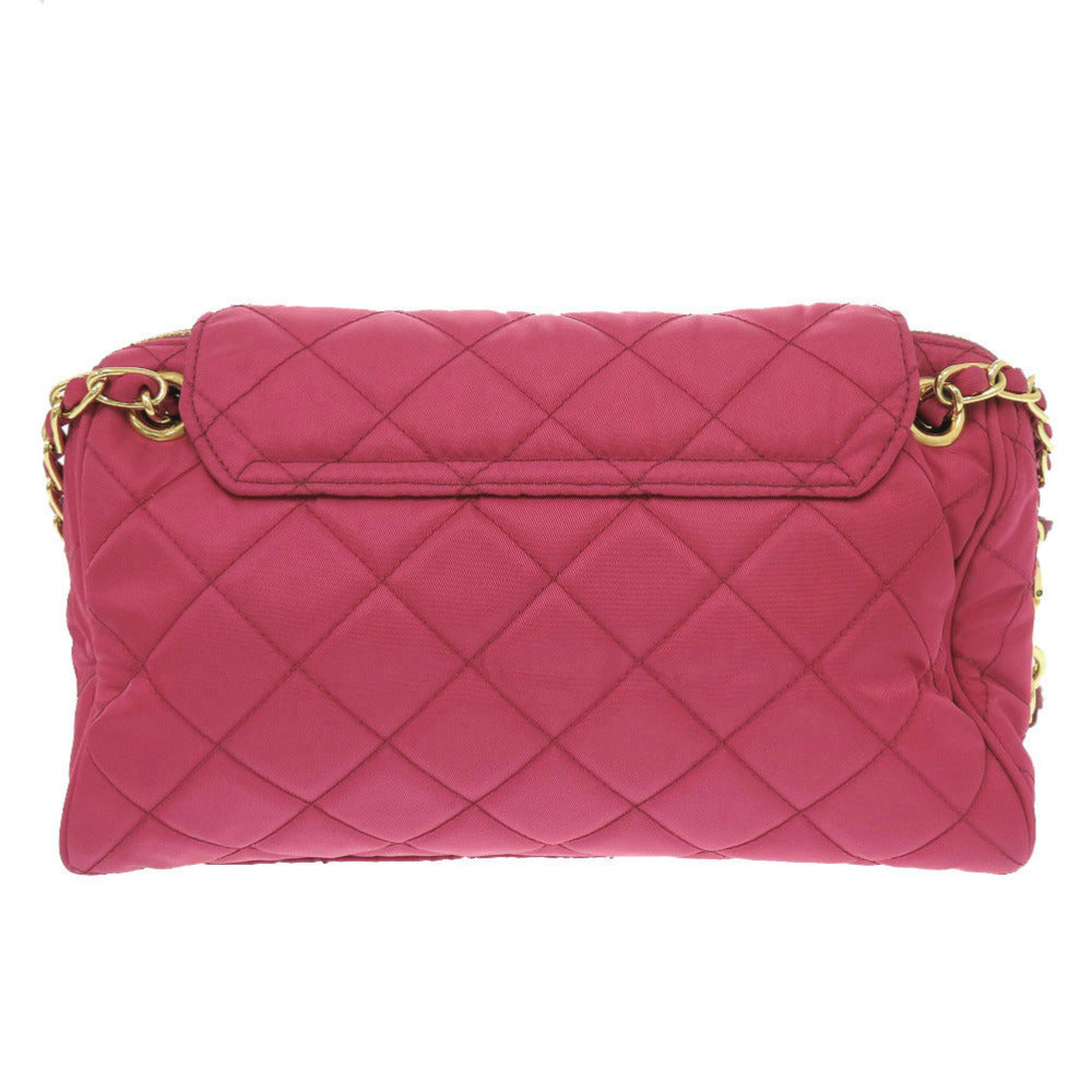 美品 プラダ キルティング ナイロン ピンク チェーンショルダーバッグ ショルダーバッグ 1592【中古】PRADA
