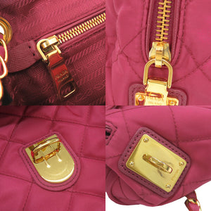 美品 プラダ キルティング ナイロン ピンク チェーンショルダーバッグ ショルダーバッグ 1592【中古】PRADA