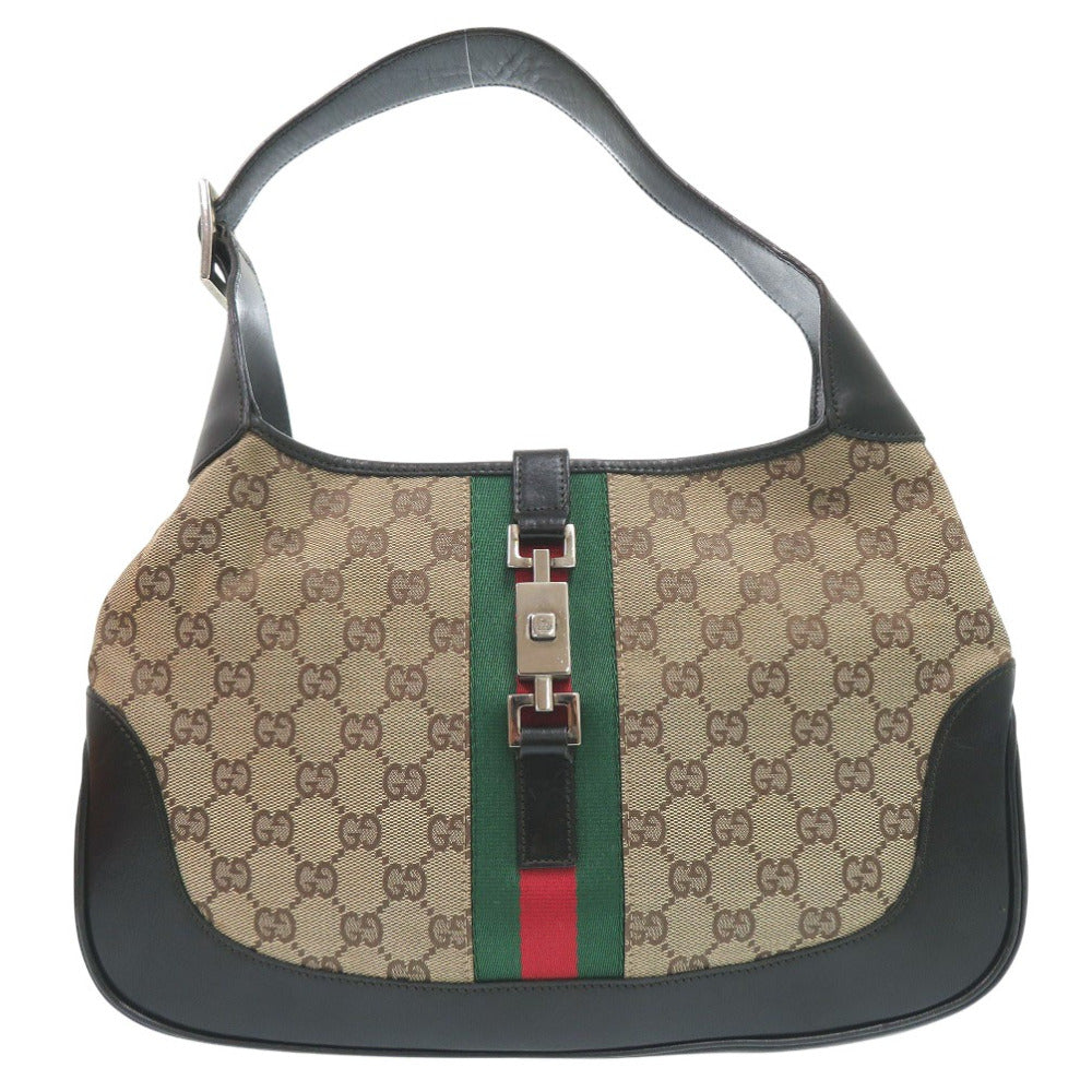 グッチ ジャッキーライン ショルダーバッグ 001 3306 3444 GGキャンバス レザー ベージュ 1624【中古】GUCCI