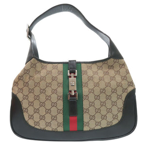 グッチ ジャッキーライン ショルダーバッグ 001 3306 3444 GGキャンバス レザー ベージュ 1624【中古】GUCCI