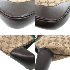 グッチ ジャッキーライン ショルダーバッグ 001 3306 3444 GGキャンバス レザー ベージュ 1624【中古】GUCCI