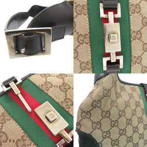 グッチ ジャッキーライン ショルダーバッグ 001 3306 3444 GGキャンバス レザー ベージュ 1624【中古】GUCCI