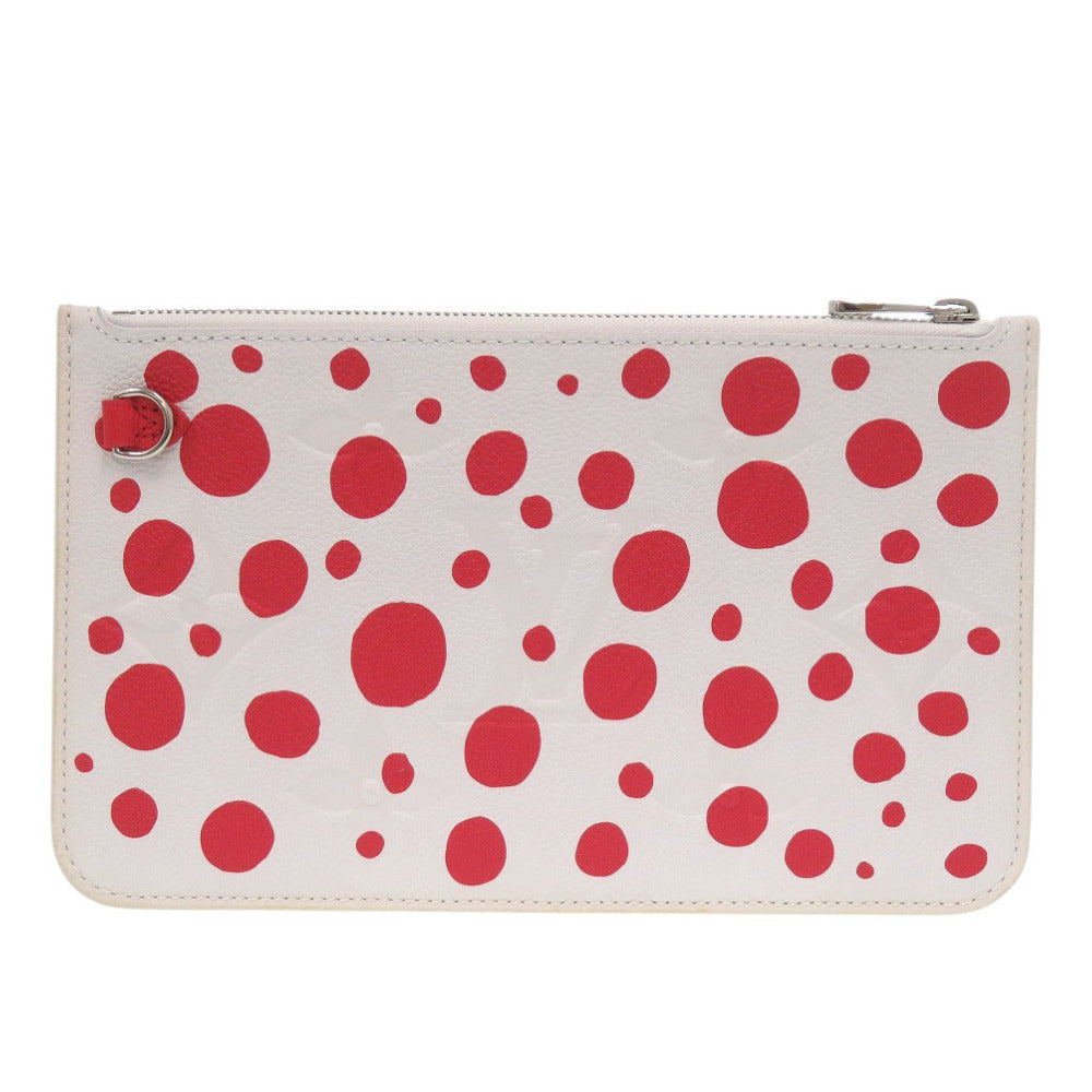 美品 ルイ ヴィトン ネヴァーフルポーチ インフィニティ ドット 草間彌生 ホワイト レッド レザー LV 1633【中古】LOUIS VUITTON