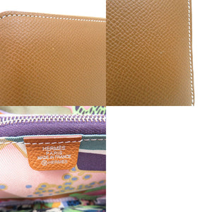 エルメス アザップコンパクト シルクイン ゴールド ラウンド財布 レザー ブラウン W刻印 1635【中古】HERMES