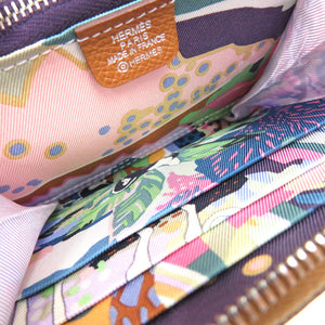 エルメス アザップコンパクト シルクイン ゴールド ラウンド財布 レザー ブラウン W刻印 1635【中古】HERMES