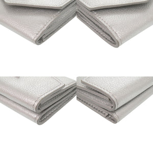 美品 ルイ ヴィトン ポルトフォイユ ロックミニ レザー シルバー 三つ折り財布 LV 1637【中古】LOUIS VUITTON