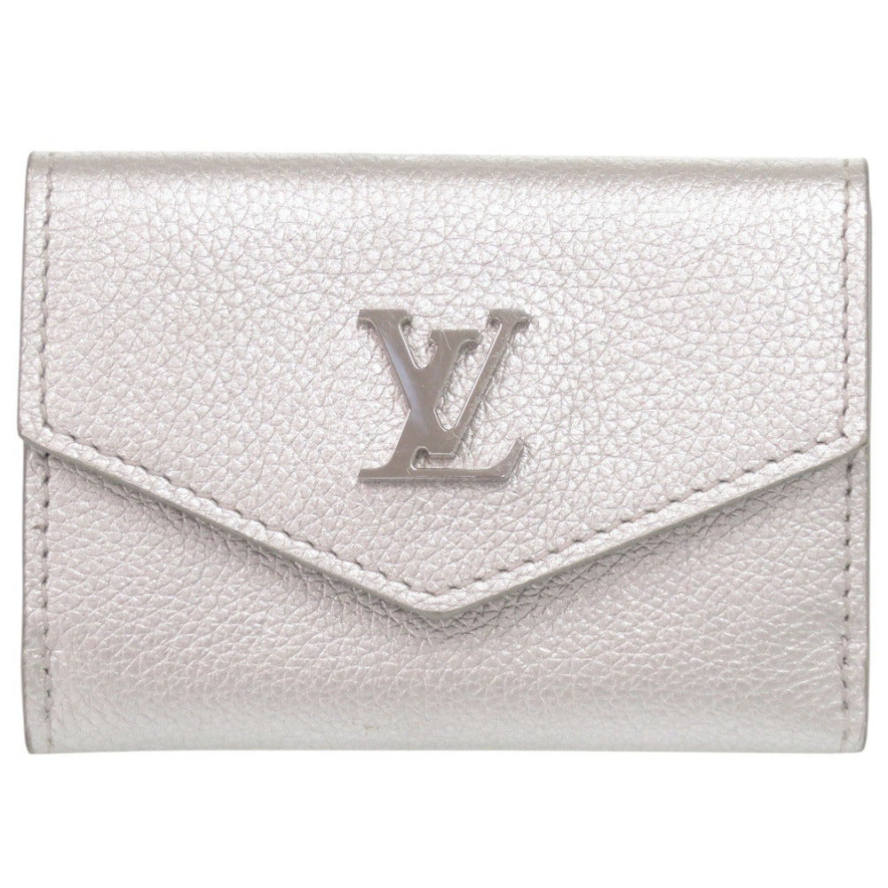 美品 ルイ ヴィトン ポルトフォイユ ロックミニ レザー シルバー 三つ折り財布 LV 1637【中古】LOUIS VUITTON