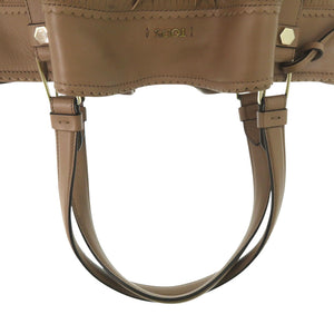 美品 トッズ フリンジフラワーバッグ T132 シルバー金具 レザー ベージュ ハンドバッグ ワンショルダーバッグ 1658【中古】TOD’S
