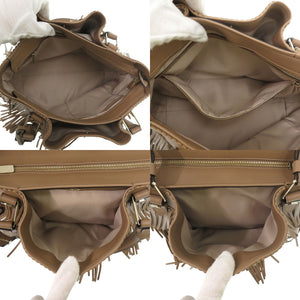 美品 トッズ フリンジフラワーバッグ T132 シルバー金具 レザー ベージュ ハンドバッグ ワンショルダーバッグ 1658【中古】TOD’S