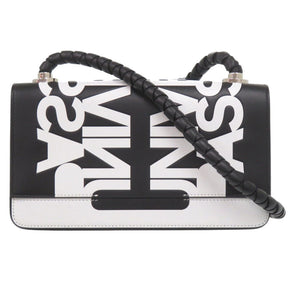 美品 バーバリー ユニバーサルパスポート シルバー金具 レザー ブラック ホワイト ショルダーバッグ 1687【中古】BURBERRY