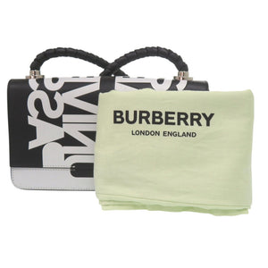 美品 バーバリー ユニバーサルパスポート シルバー金具 レザー ブラック ホワイト ショルダーバッグ 1687【中古】BURBERRY
