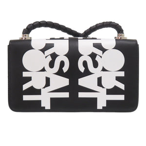 美品 バーバリー ユニバーサルパスポート シルバー金具 レザー ブラック ホワイト ショルダーバッグ 1687【中古】BURBERRY