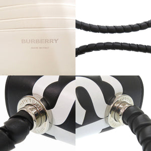 美品 バーバリー ユニバーサルパスポート シルバー金具 レザー ブラック ホワイト ショルダーバッグ 1687【中古】BURBERRY