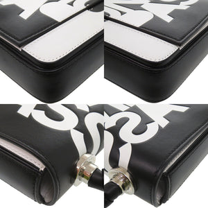 美品 バーバリー ユニバーサルパスポート シルバー金具 レザー ブラック ホワイト ショルダーバッグ 1687【中古】BURBERRY
