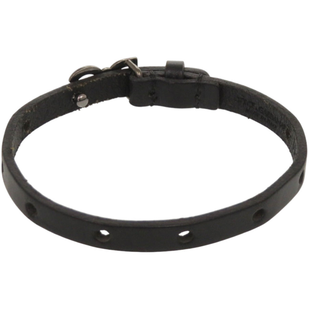 美品 ドルチェアンドガッバーナ D&Gロゴ メタル レザー ブラック 黒 ブレスレット 1700【中古】DOLCE&GABBANA