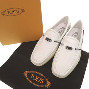 新品同様 トッズ ドライビングシューズ GOMMINI ゴンミーニ XXM24C0CW00OIL サイズ5.5 24.5cm レザー ラバー ホワイト 白 スリッポン ローファー モカシン 靴その他 1709【中古】TOD’S メンズ