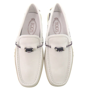 新品同様 トッズ ドライビングシューズ GOMMINI ゴンミーニ XXM24C0CW00OIL サイズ5.5 24.5cm レザー ラバー ホワイト 白 スリッポン ローファー モカシン 靴その他 1709【中古】TOD’S メンズ