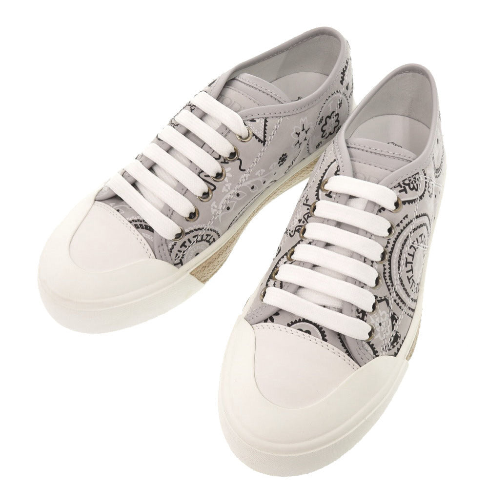 未使用品 トッズ ペイズリー柄 サイズ35 レザー ラバー グレー スニーカー 1711【中古】TOD’S