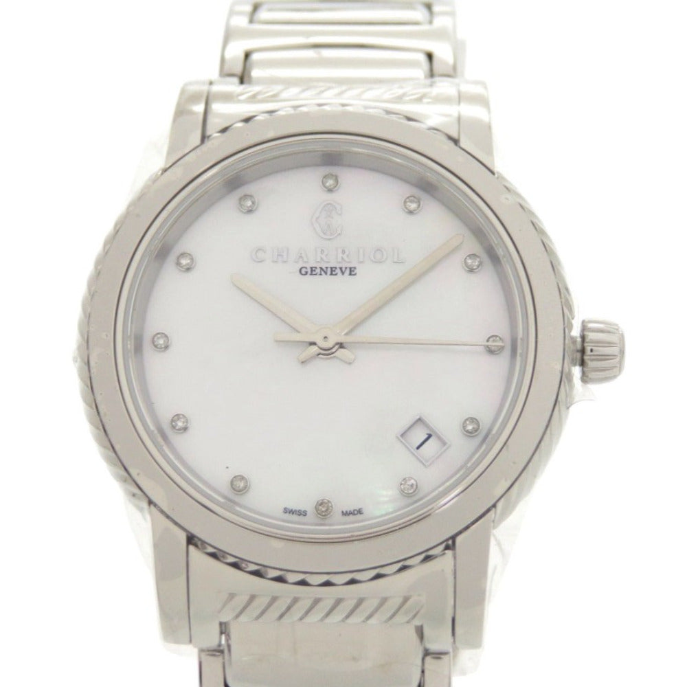 美品 シャリオール PARISII パリジィ P33S2.920.001 12Pダイヤ SS ホワイトシェル クオーツ 腕時計 1718【中古】CHARRIOL