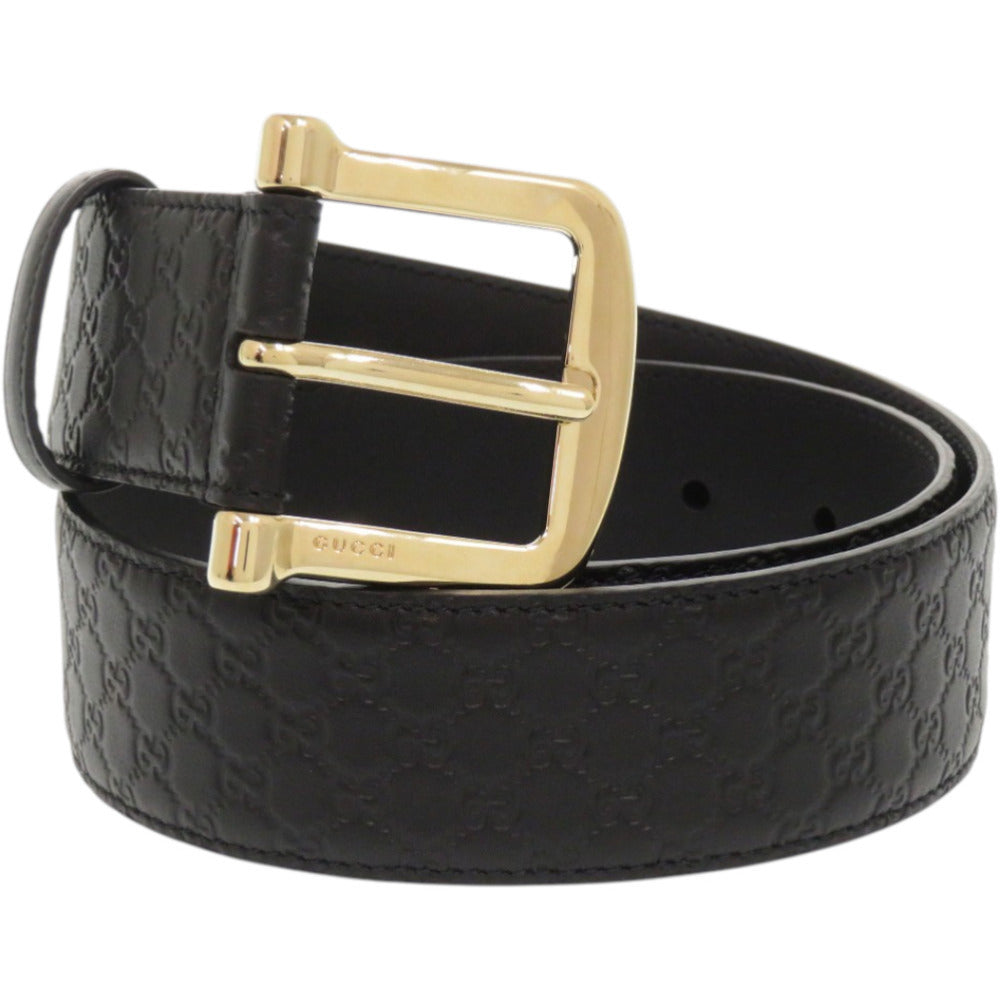 新品同様 グッチ マイクログッチシマ 281548 レザー ブラック 黒 ベルト 1725【中古】GUCCI