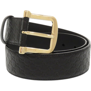 新品同様 グッチ マイクログッチシマ 281548 レザー ブラック 黒 ベルト 1725【中古】GUCCI